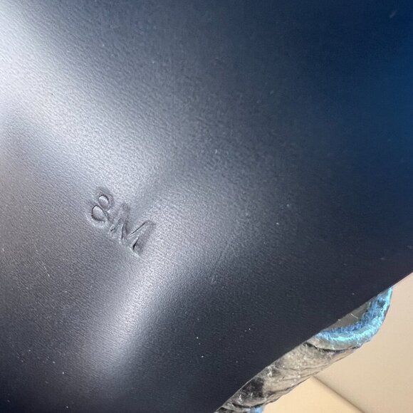 Like New Guess Black/Silver/Metallic Snakeskin Strappy Stiletto Heels, Size 8M - Picture 13 of 13